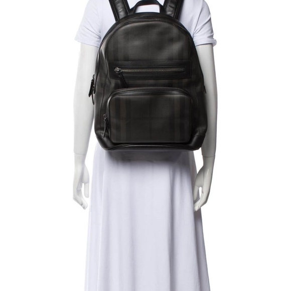 Authentic Burberry Smoked Check Backpack Black - Picture 3 of 14